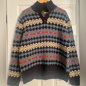 Vintage J Crew 100% Lambs Wool Fair Isle Pullover Sweater